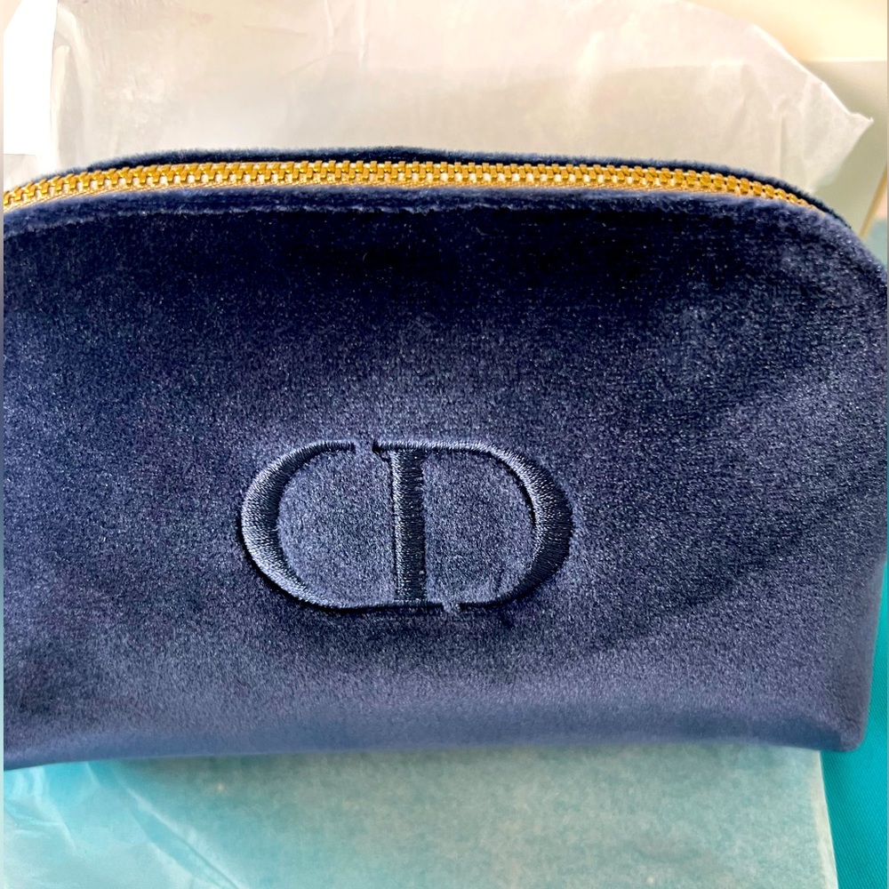 NIB DIOR Trousse Pouch, Navy/Gold
